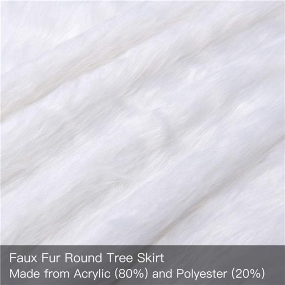 Christmas Tree Skirt, 48"  White Soft Faux Fur Tree Skirts Plush Christmas Decor - Picture 4 of 7